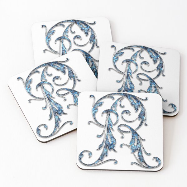 Item preview, Monogram - Blue Floral - R designed and sold by LaughingGryphon.