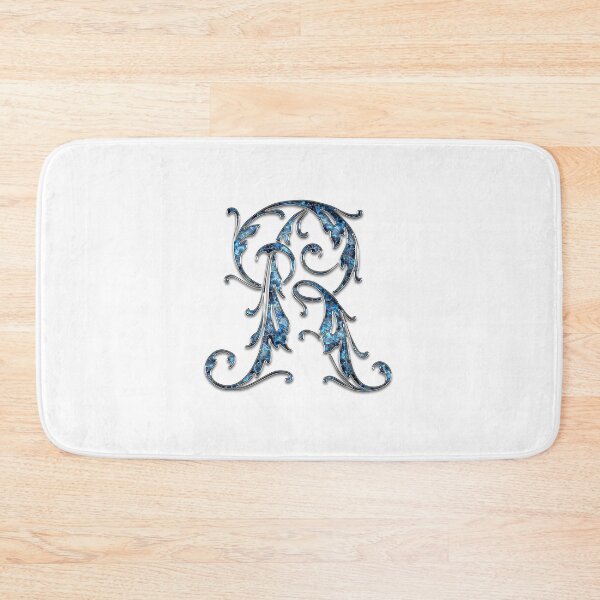 Item preview, Monogram - Blue Floral - R designed and sold by LaughingGryphon.