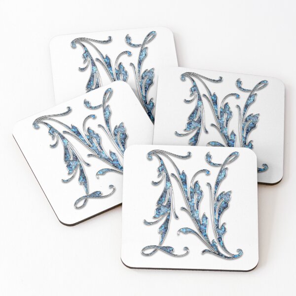 Item preview, Monogram - Blue Floral - N designed and sold by LaughingGryphon.