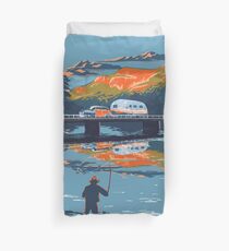 Retro Airstream travel poster Duvet Cover