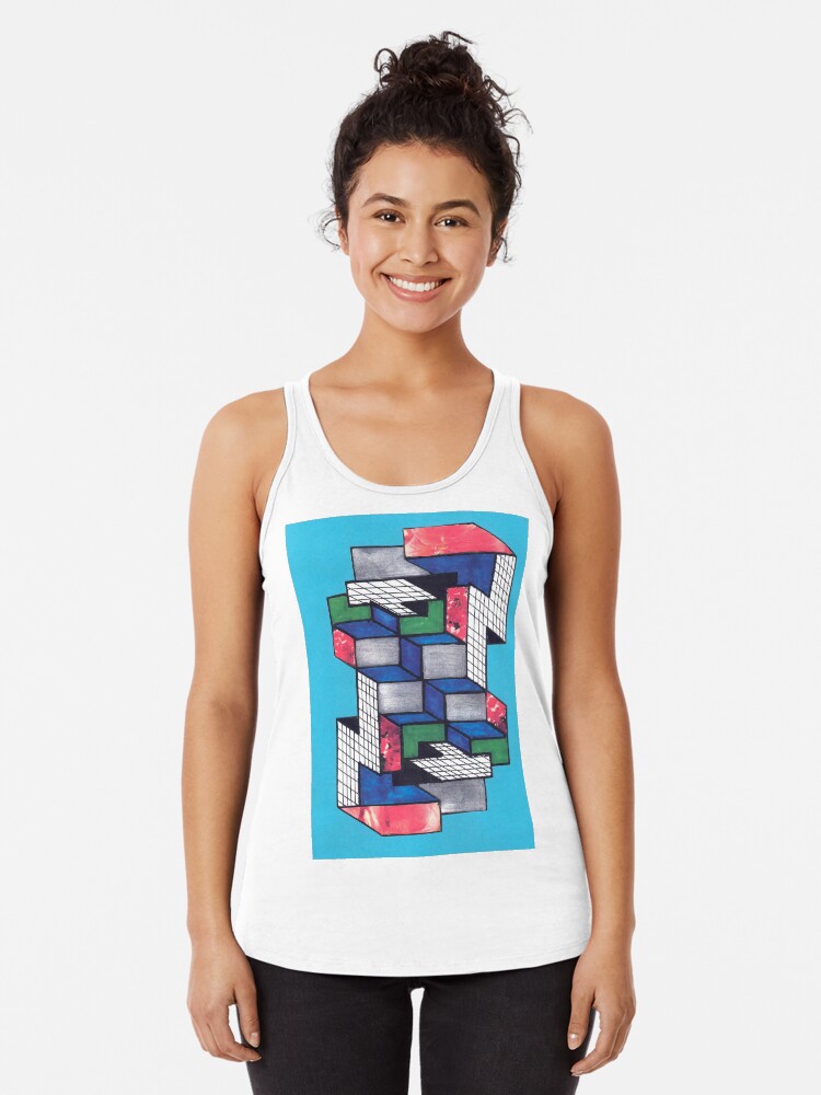 Thumbnail 1 of 3, Racerback Tank Top, ANGLES N' LINES designed and sold by DAVIDLIBERTY.