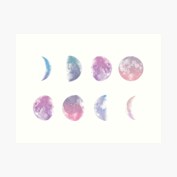 Moon phases watercolor Art Print
