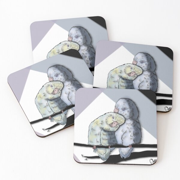 Item preview, Coloured Love Birds, abstact black & white tropical birds designed and sold by MayGreenAbgrall.