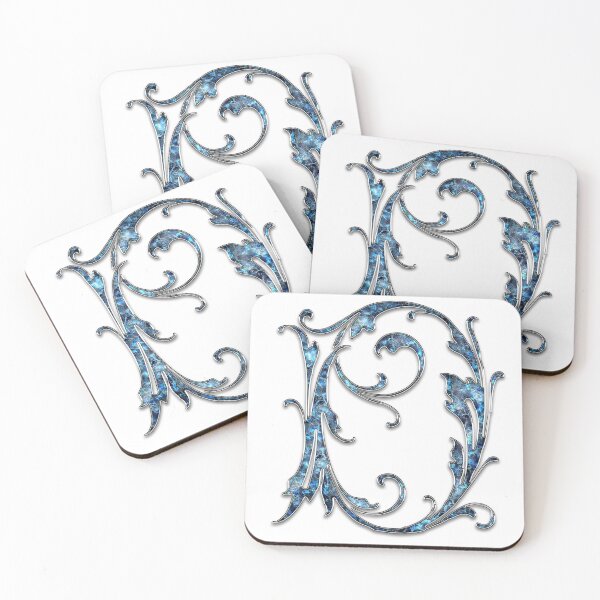 Item preview, Monogram - Blue Floral - D designed and sold by LaughingGryphon.