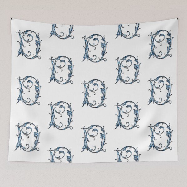 Item preview, Monogram - Blue Floral - D designed and sold by LaughingGryphon.