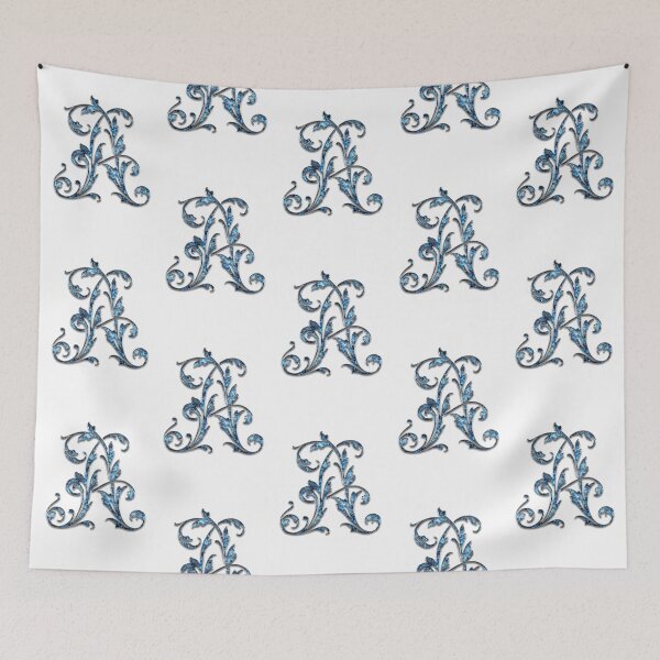 Item preview, Monogram - Blue Floral - A designed and sold by LaughingGryphon.