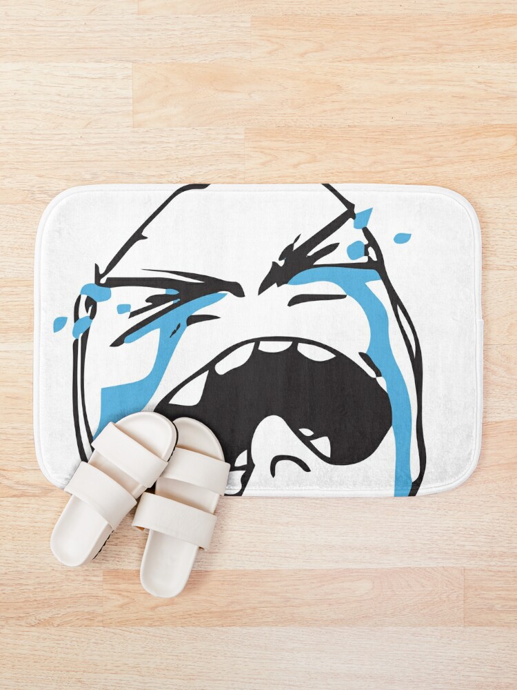 Humor Bath Mat, Grumpy Internet Troll Face with Trippy Gestures