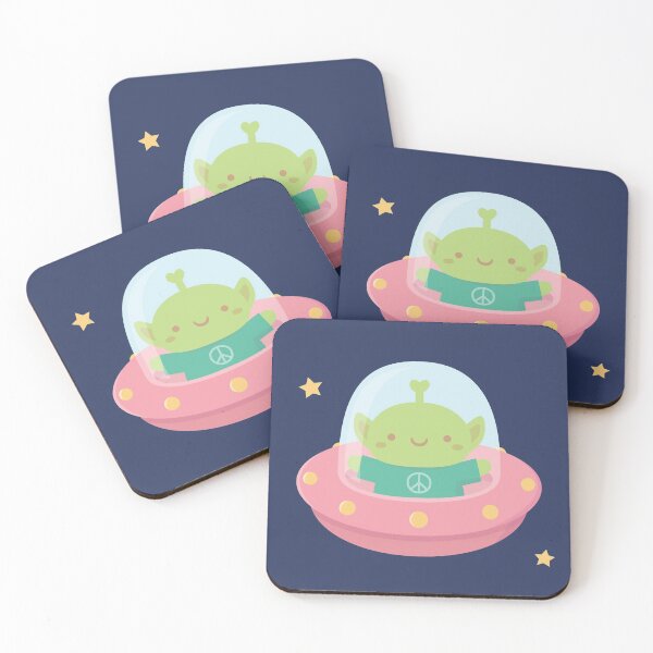Item preview, Cute Peace Loving Alien In Little Spaceship designed and sold by rustydoodle.