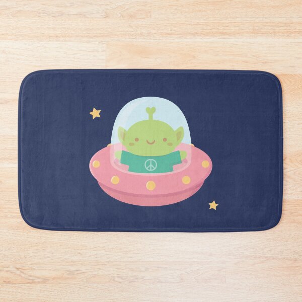 Item preview, Cute Peace Loving Alien In Little Spaceship designed and sold by rustydoodle.