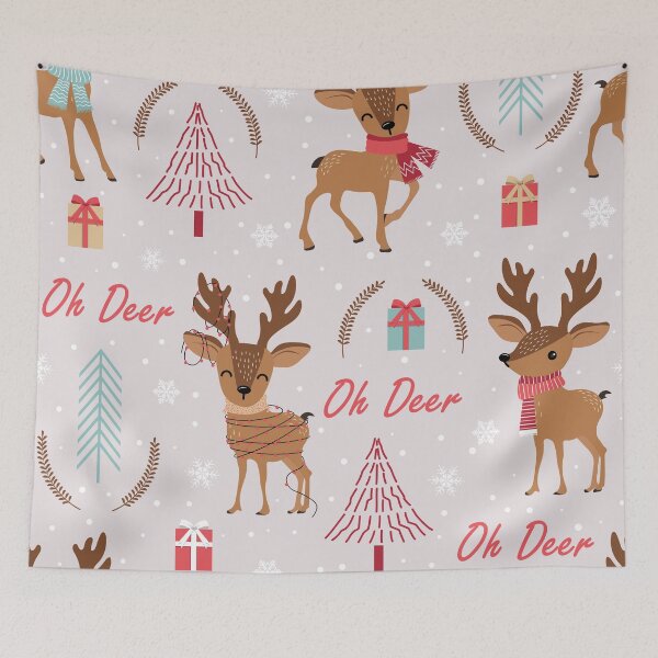 Item preview, Pink Christmas Reindeer Oh Deer designed and sold by PaperDreamPod.