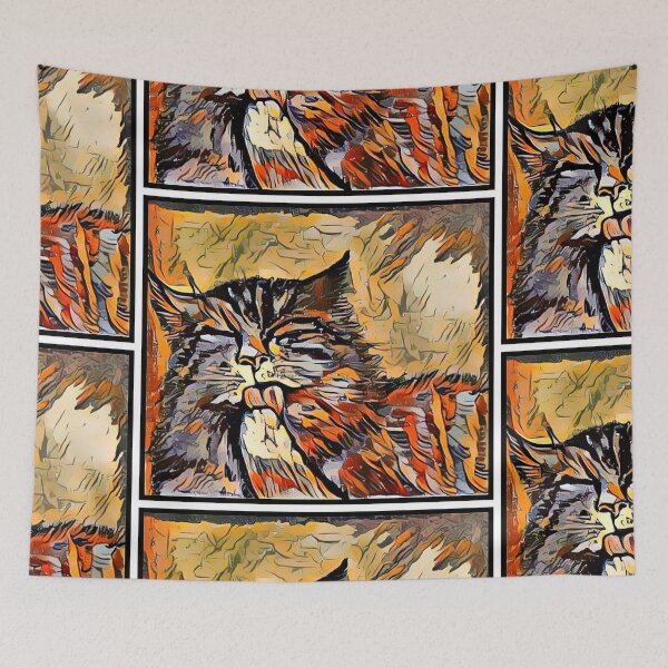 Item preview, Cat Washing Brown designed and sold by PaniaBrown.