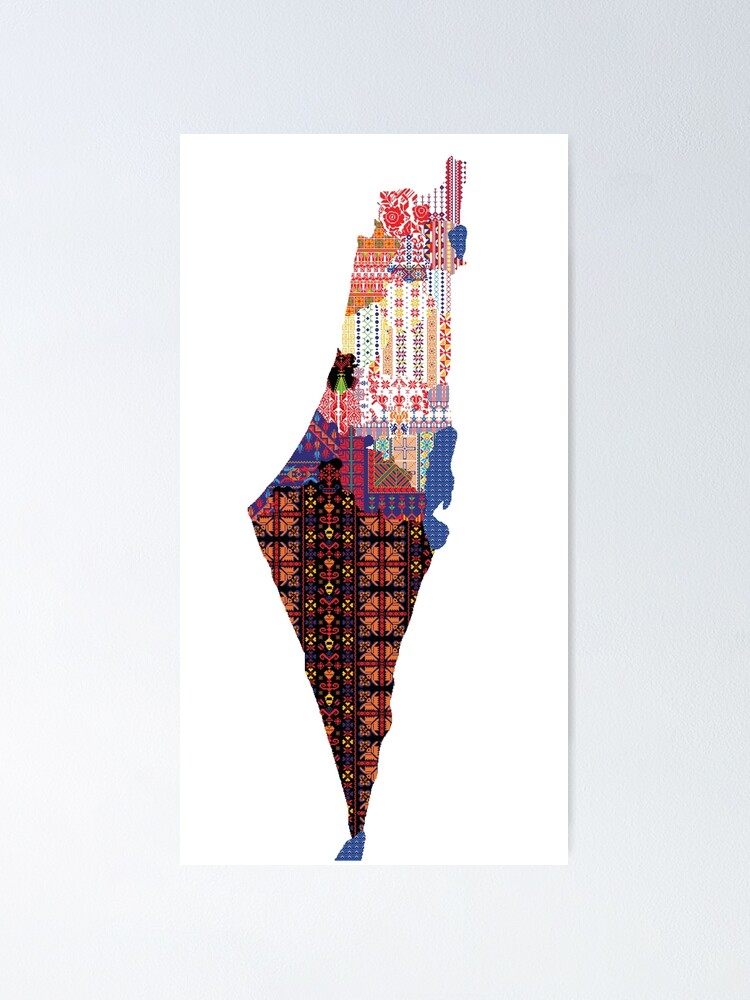 Embroidered Map Of Palestine Poster For Sale By Maya Amer Redbubble   Fposter,small,wall Texture,product,750x1000 