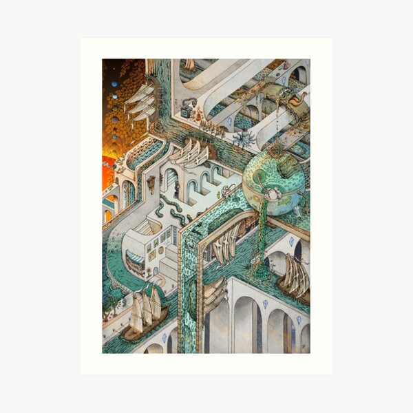 Fishing for Escher Art Print