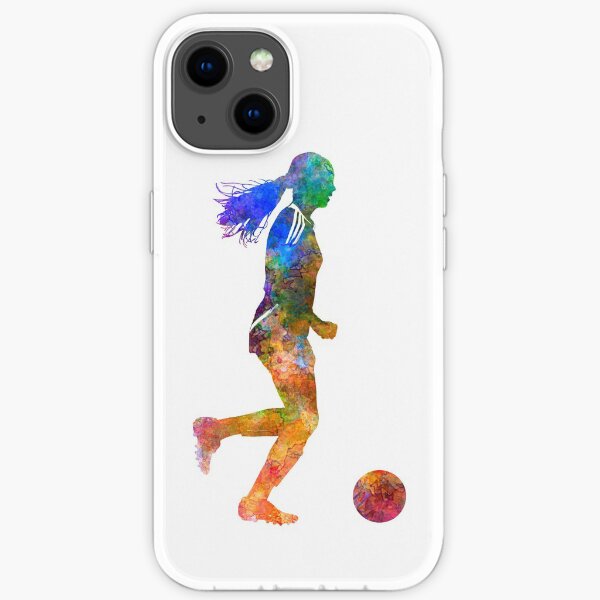 Girl playing soccer football player silhouette iPhone Soft Case