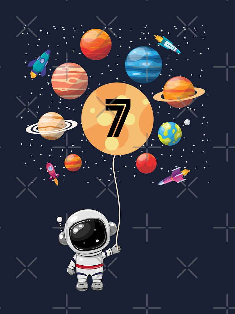 Kids Outer Space Astronaut 7th Birthday Boy 7 Year Old Seven