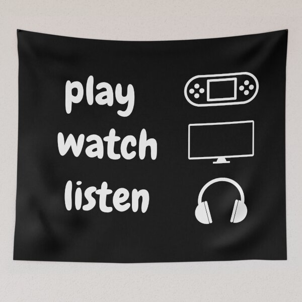Aperçu de l'œuvre Play Watch Listen White créée et vendue par CecileMJ.