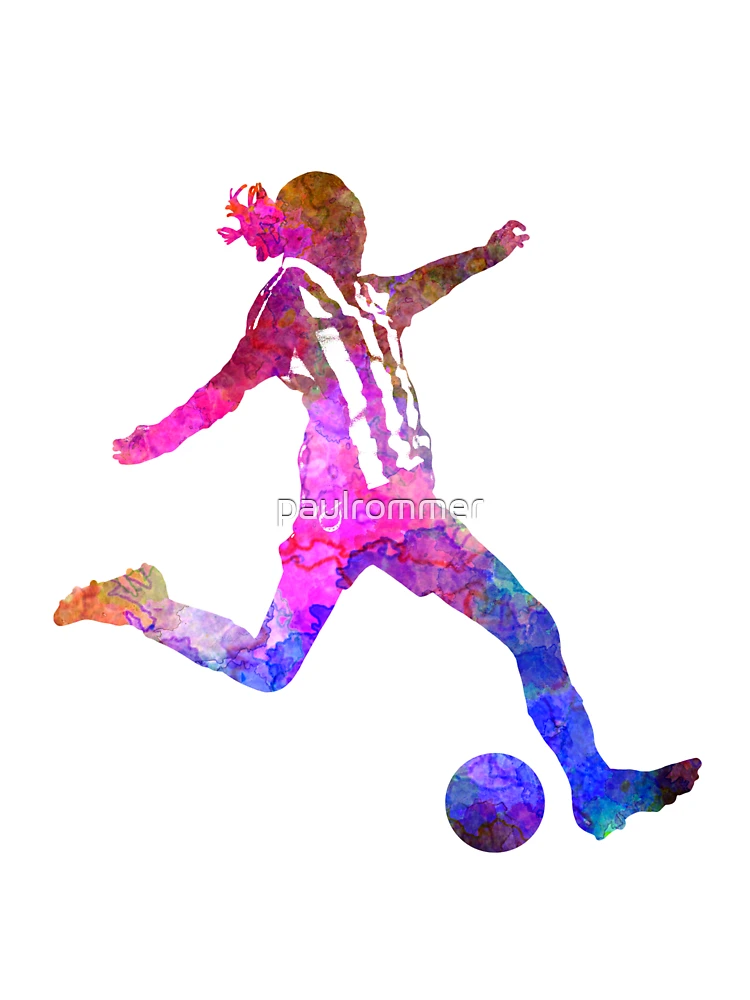 Girl playing soccer football player silhouette Leggings for Sale