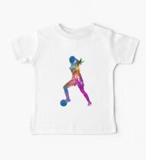 Girl playing soccer football player silhouette Baby T-Shirt