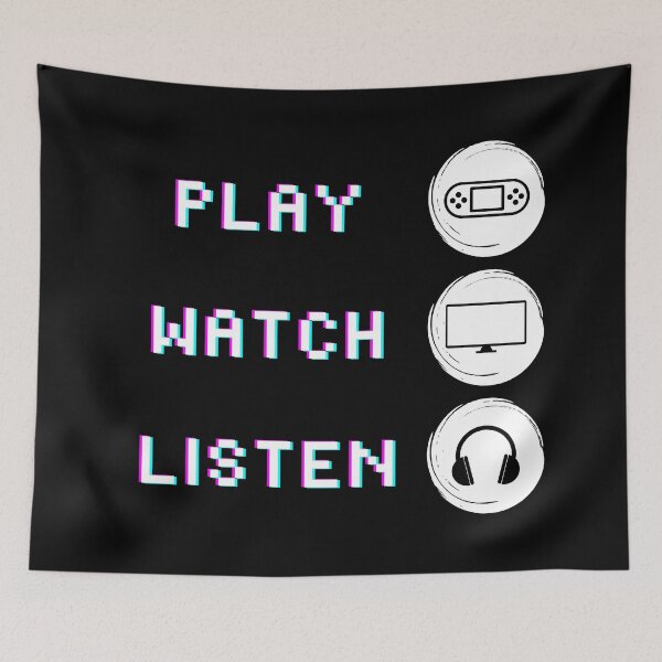 Aperçu de l'œuvre Play Watch Listen Gamer créée et vendue par CecileMJ.