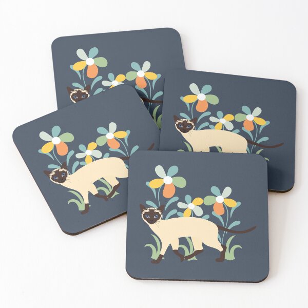 Item preview, Siamese Cat and Flowers designed and sold by lulululupaint.