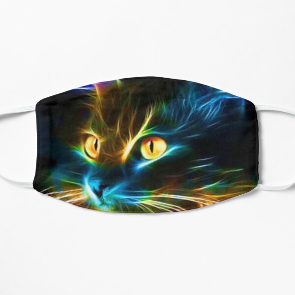 Rainbow Neon Cat Flat Mask
