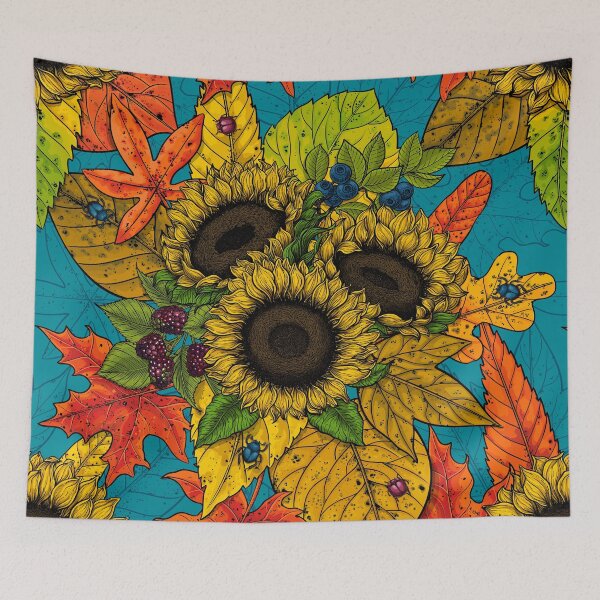 Item preview, Autumn bouquet on blue designed and sold by Katerina Mitkova Kirilova.