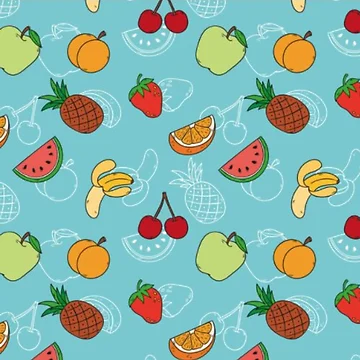 Artwork thumbnail, Fruits Pattern - Blue Design by RheanaDesigns