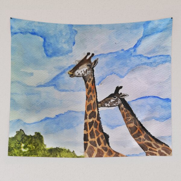 Item preview, giraffes watercolor painting designed and sold by artjojo.