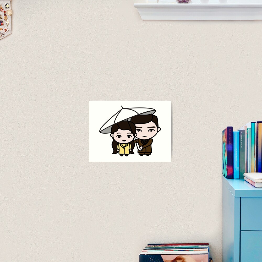 "[CRASH LANDING ON YOU] Ri Jeong Hyeok Yoon Se Ri Umbrella Scene Chibi CLOY STICKERS" Art