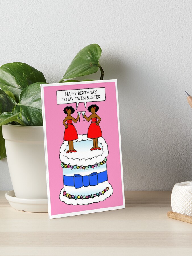 Lámina rígida «Feliz cumpleaños a las hermanas gemelas afroamericanas de  pie sobre un pastel» de KateTaylor | Redbubble