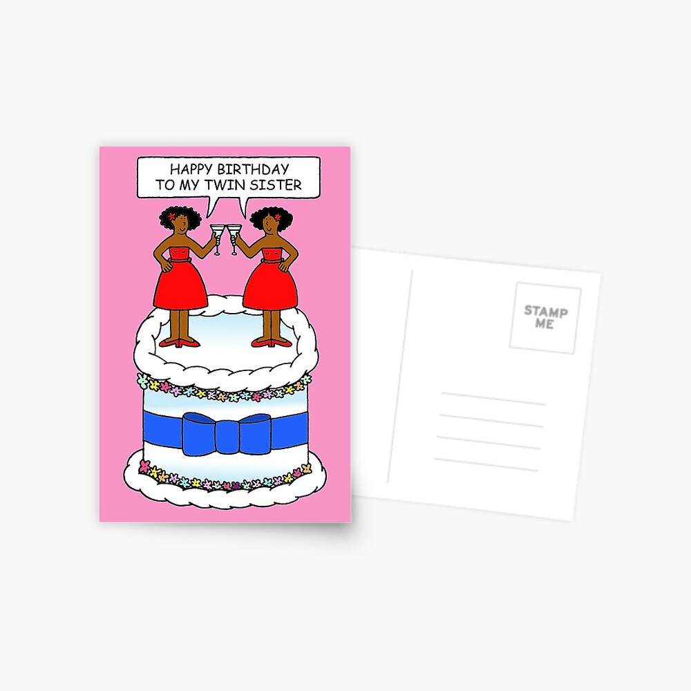 Carte Postale Joyeux Anniversaire Aux Dames Jumelles Afro Americaines Debout Sur Un Gateau Par Katetaylor Redbubble Carte Postale Joyeux Anniversaire Aux Dames Jumelles Afro Americaines Debout Sur Un Gateau Par Katetaylor Redbubble