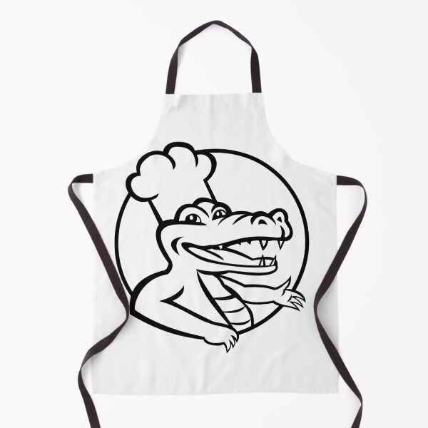 Item preview, Happy Chef Alligator Gator or Crocodile Wearing Chef Hat Circle Mascot Retro Black and White designed and sold by patrimonio.