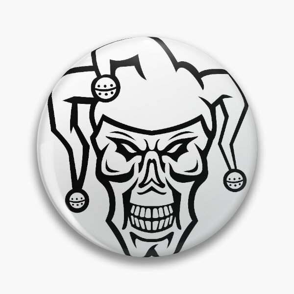 Item preview, Head of a Court Jester or Joker Skull Skull Front View Mascot Black and White  designed and sold by patrimonio.