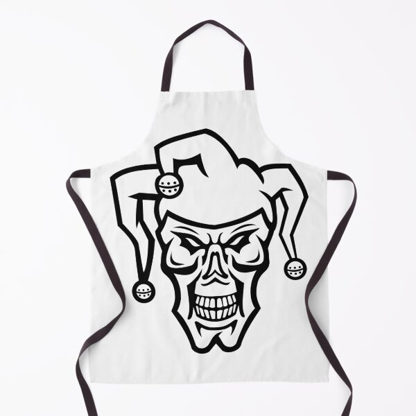 Item preview, Head of a Court Jester or Joker Skull Skull Front View Mascot Black and White  designed and sold by patrimonio.