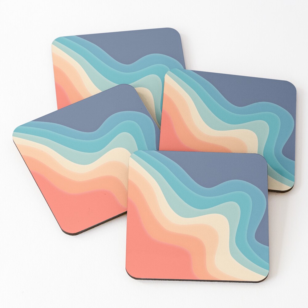 Retro color wave Coasters (Set of 4)