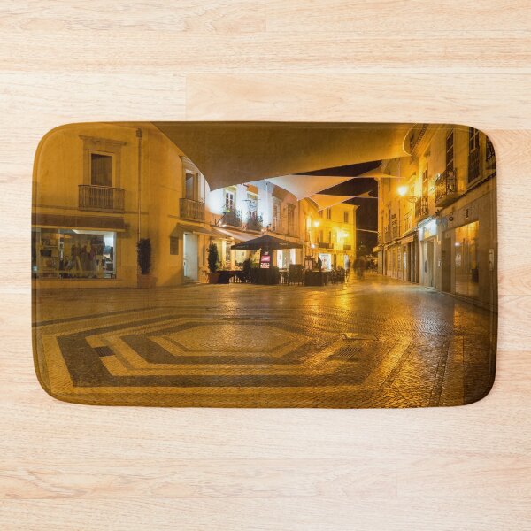 Item preview, Charming Faro Algarve Portugal - Nighttime Shopping Street with a Cool Pentagon Calcada Pattern designed and sold by Georgia Mizuleva.