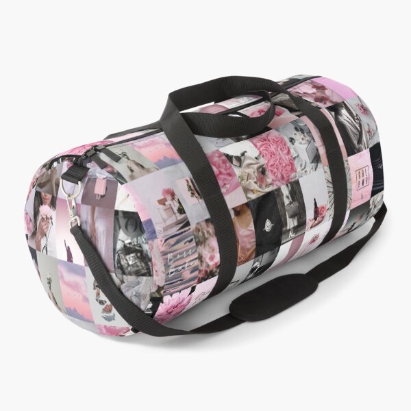 Girl Power GRL PWR Quote Aesthetic Black Pink Blush (Rose, Flowers, Floral, Butterfly, Perfume, Crystal) Photo Collage Duffle Bag