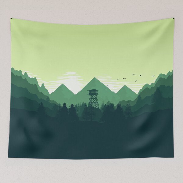 Item preview, Firewatch Park Mountain Forest Vista - Emerald Green Sunset ⭐ designed and sold by Wizzles Emporium.