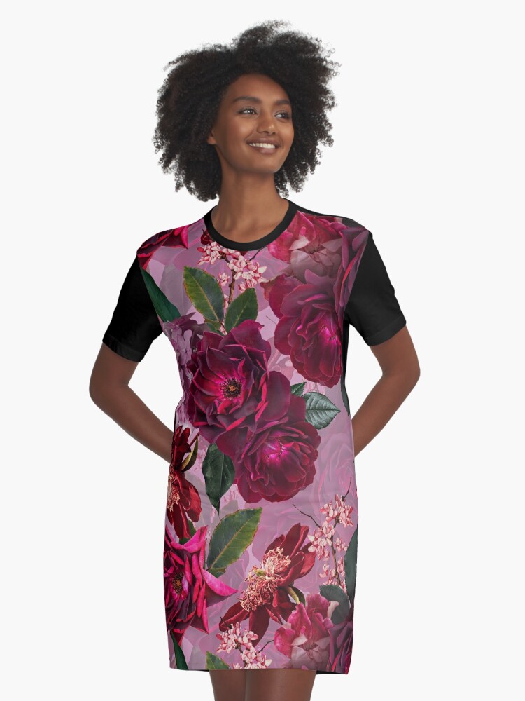 Antique Purple Botanical Flower Rose Botanical Night Garden Graphic  T-Shirt Dress for Sale by UtArt