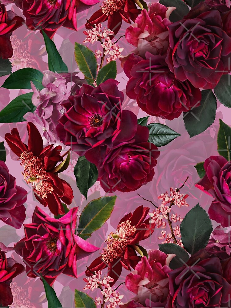 Antique Purple Botanical Flower Rose Garden by UtArt
