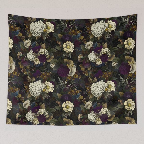 Item preview, Vintage Dutch Purple Midnight Black Botanical Flower Rose Botanical Night Garden Nightgarden designed and sold by UtArt.