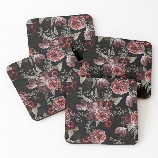 Item preview, Dutch Vintage Midnight Roses And Tulips Pattern Botanical Night Garden Nightgarden designed and sold by UtArt.