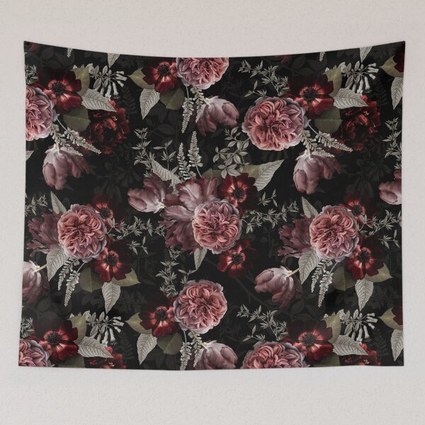 Item preview, Dutch Vintage Midnight Roses And Tulips Pattern Botanical Night Garden Nightgarden designed and sold by UtArt.