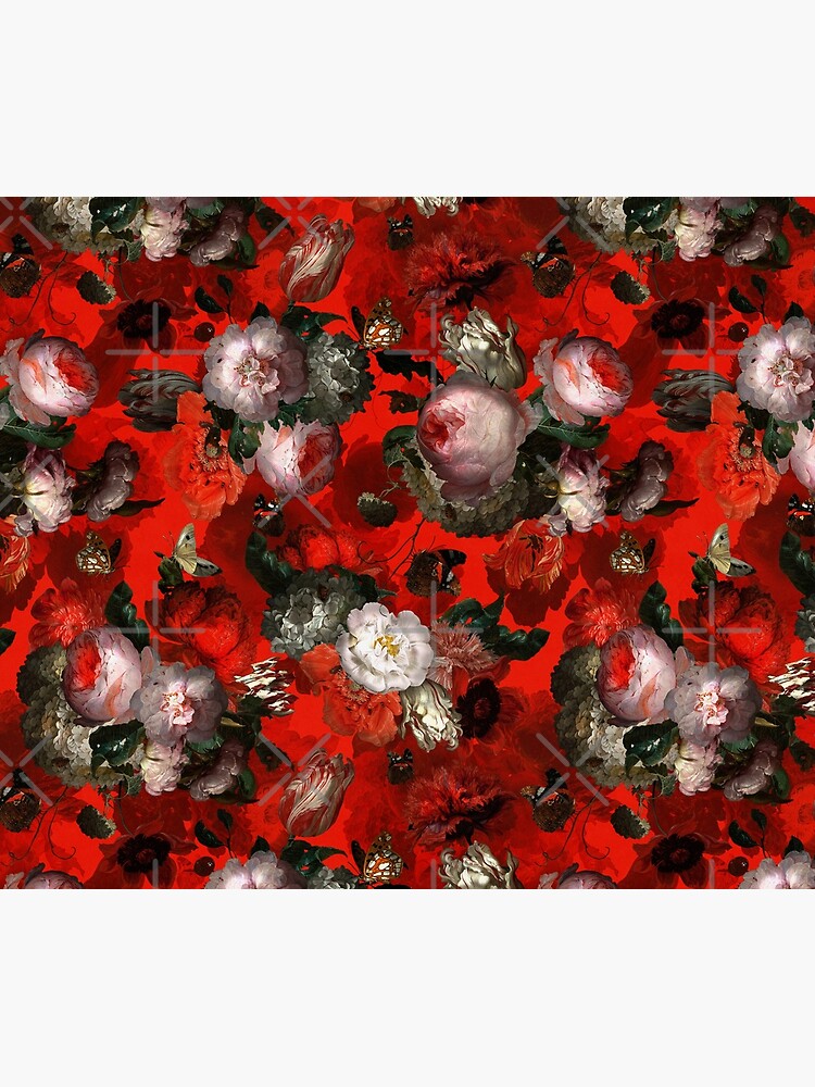 Red Jan Davidsz. de Heem Vintage Roses Flowers Botanical Garden by UtArt