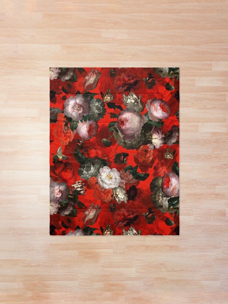 Alternate view of Red Jan Davidsz. de Heem Vintage Roses Flowers Botanical Garden Comforter