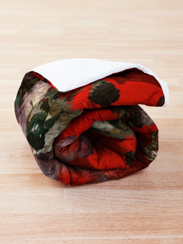 Alternate view of Red Jan Davidsz. de Heem Vintage Roses Flowers Botanical Garden Comforter