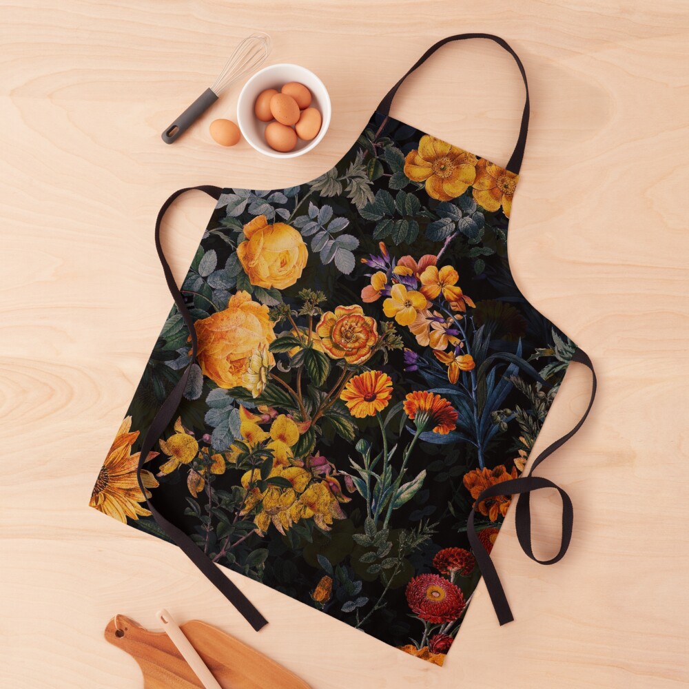 Vintage Botanical Golden Night Garden Apron
