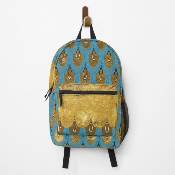 Item preview, Shiny Blue Teal Gold Glitter Mermaid Fish Scales designed and sold by UtArt.