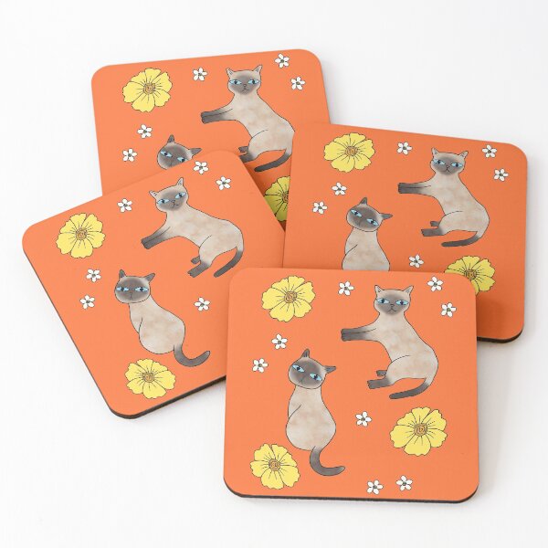 Item preview, Bold Flowers & Siamese Cats designed and sold by KittyCatsJoy.