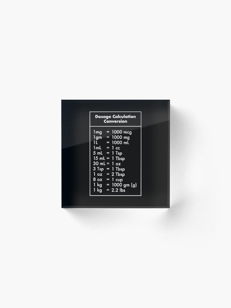 Dosage Calculation Conversion Acrylic Block By Marcuswong Redbubble